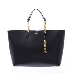 SAINT LAURENT Black Calfskin Tote Bag